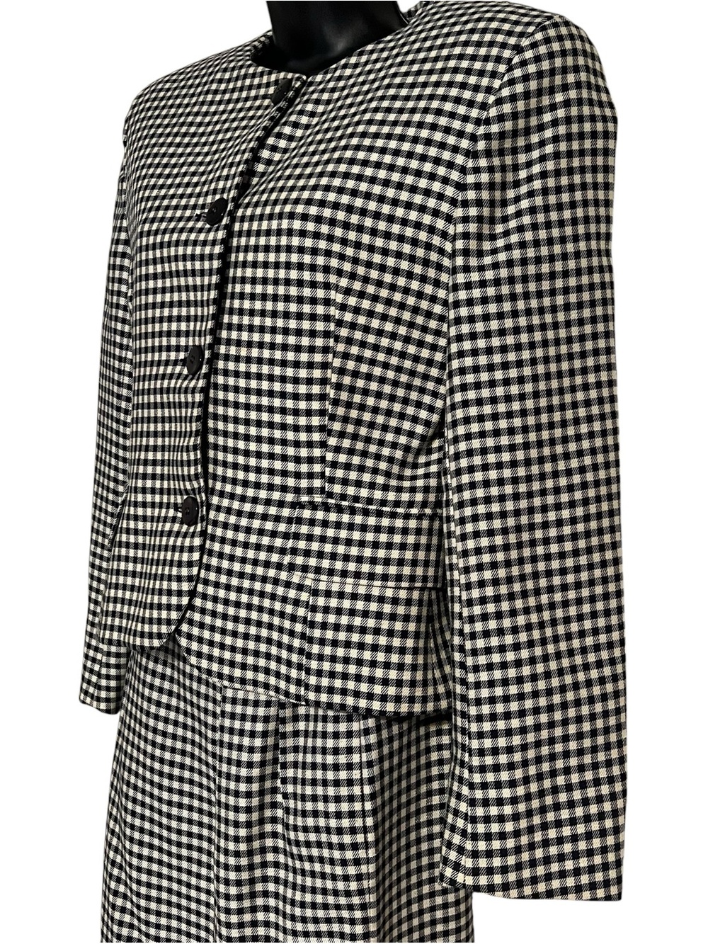 Vintage Christian Dior The Suit 2 Piece Skirt Set Size 6 Black White Gingham - Picture 6 of 13